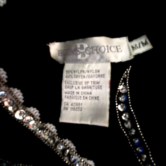 Vintage Black Sweater Silver Sequined Beaded Bird Size M High Neck 90s Y2K - Picture 11 of 11